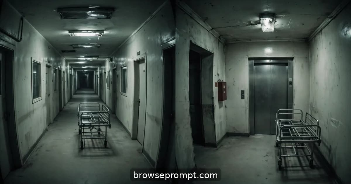 Chilling cover art of hospital corridor cctv with a clinical, inexorable dread atmosphere.