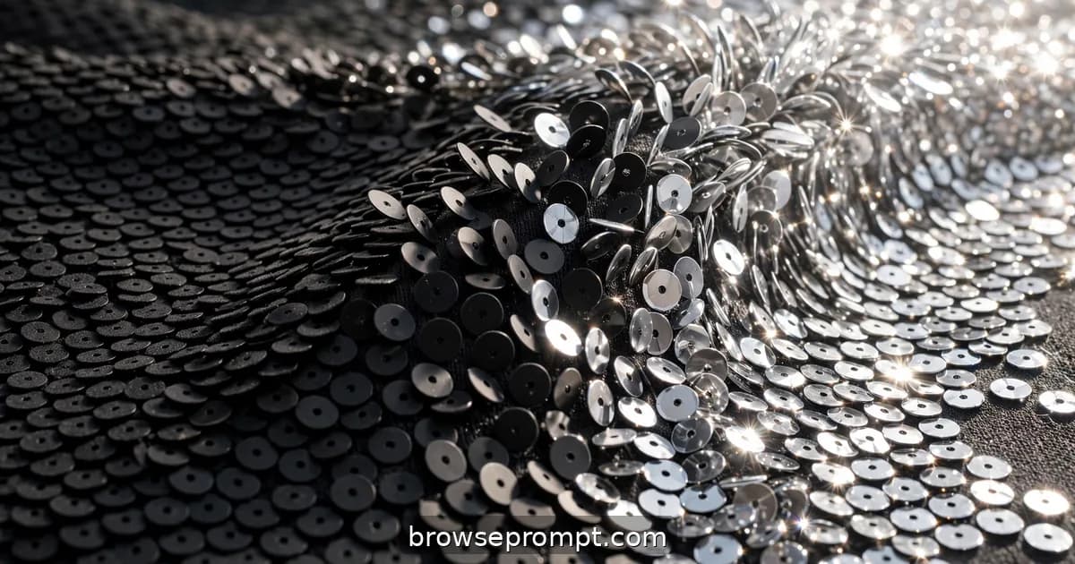 Thousands of flip sequins flip from matte black to mirror silver in a sweeping tide across the macro frame.