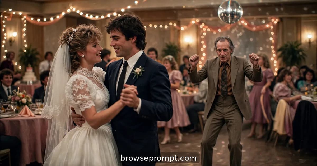 Chilling cover art of wedding videographer's lost reel with a joyful occasion corrupted atmosphere.