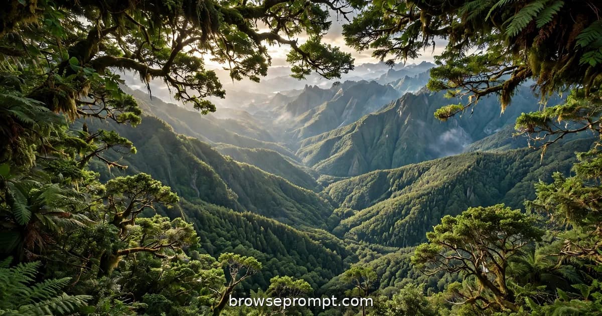 Aerial nature cover art: a drone rises slowly through old-growth canopy, layers of green unfolding to the emergent crown.